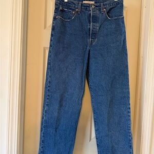 Women’s Levi Ribcage Straight Ankle Blue Denim Jeans